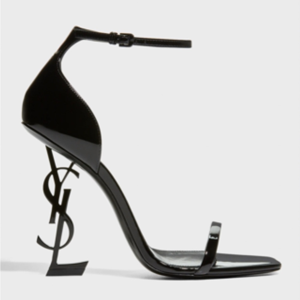 Opyum YSL Logo-Heel Sandals with Black Hardware
